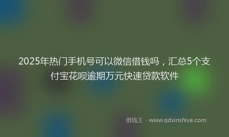 2025年热门手机号可以微信借钱吗，汇总5个支付宝花呗逾期万元快速贷款软件