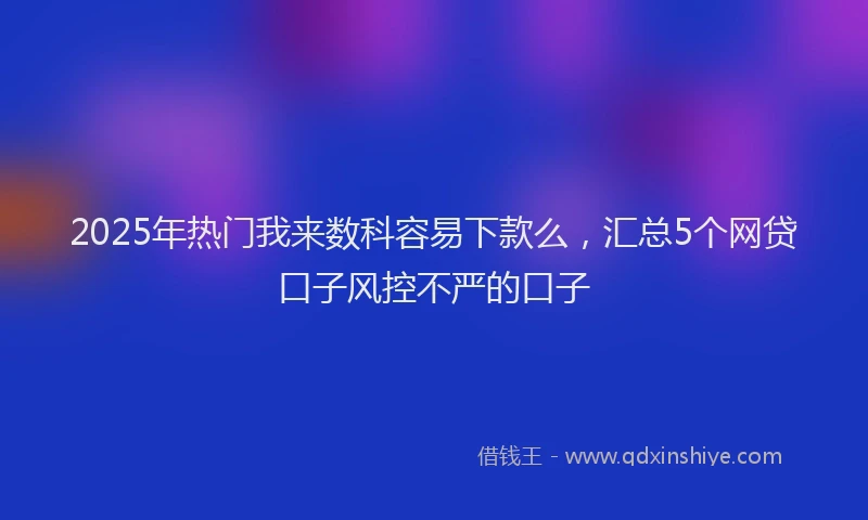 2025年热门我来数科容易下款么，汇总5个网贷口子风控不严的口子