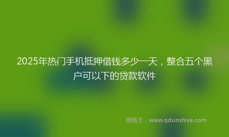 2025年热门手机抵押借钱多少一天，整合五个黑户可以下的贷款软件