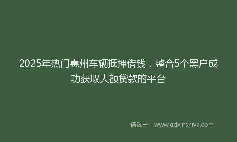 2025年热门惠州车辆抵押借钱，整合5个黑户成功获取大额贷款的平台