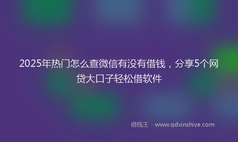 2025年热门怎么查微信有没有借钱，分享5个网贷大口子轻松借软件