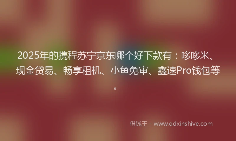 2025年的携程苏宁京东哪个好下款有：哆哆米、现金贷易、畅享租机、小鱼免审、鑫速Pro钱包等。