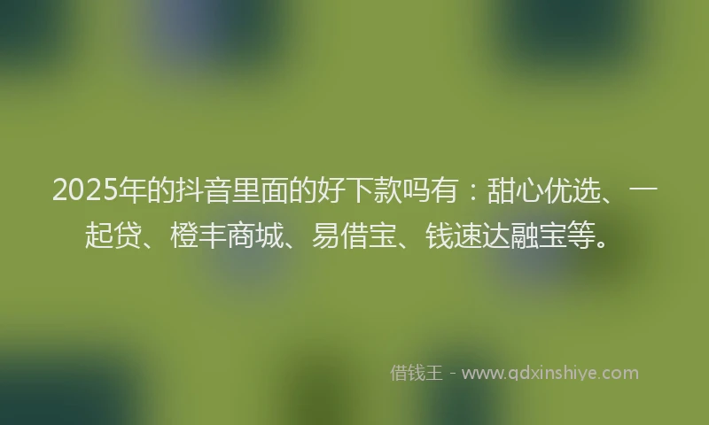 2025年的抖音里面的好下款吗有：甜心优选、一起贷、橙丰商城、易借宝、钱速达融宝等。