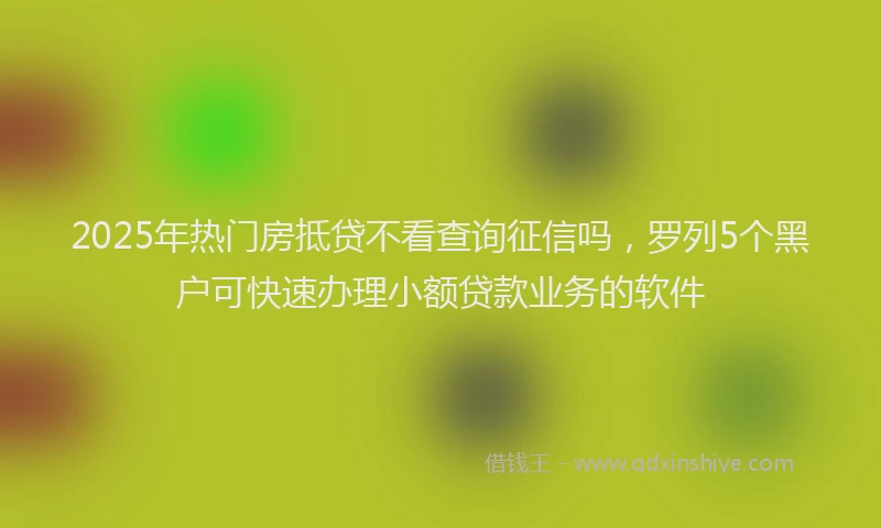 2025年热门房抵贷不看查询征信吗，罗列5个黑户可快速办理小额贷款业务的软件