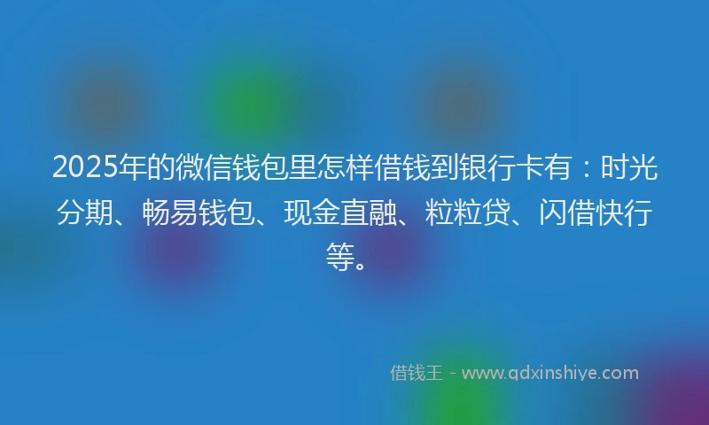 2025年的微信钱包里怎样借钱到银行卡有：时光分期、畅易钱包、现金直融、粒粒贷、闪借快行等。