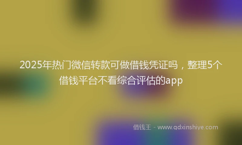 2025年热门微信转款可做借钱凭证吗，整理5个借钱平台不看综合评估的app