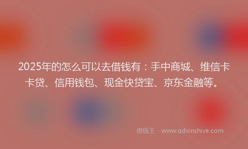 2025年的怎么可以去借钱有：手中商城、维信卡卡贷、信用钱包、现金快贷宝、京东金融等。