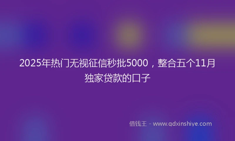 2025年热门无视征信秒批5000，整合五个11月独家贷款的口子