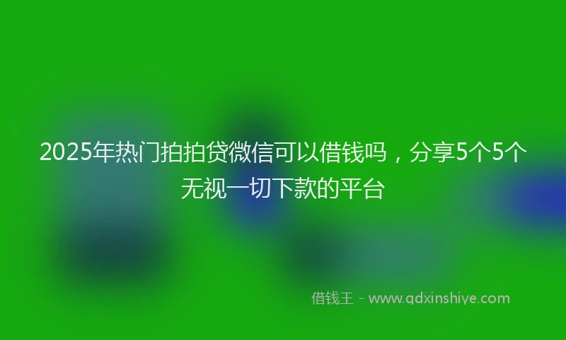 2025年热门拍拍贷微信可以借钱吗，分享5个5个无视一切下款的平台