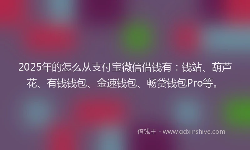 2025年的怎么从支付宝微信借钱有：钱站、葫芦花、有钱钱包、金速钱包、畅贷钱包Pro等。
