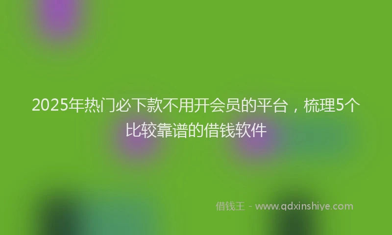 2025年热门必下款不用开会员的平台，梳理5个比较靠谱的借钱软件