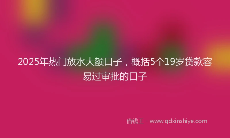 2025年热门放水大额口子，概括5个19岁贷款容易过审批的口子