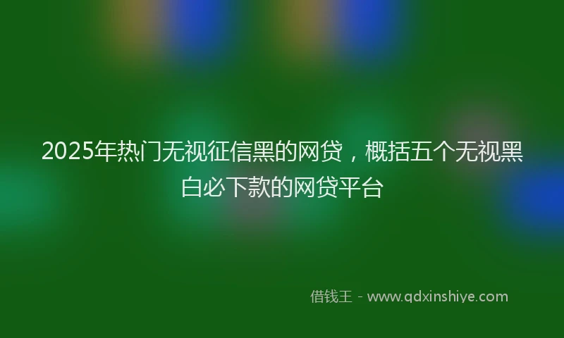 2025年热门无视征信黑的网贷，概括五个无视黑白必下款的网贷平台