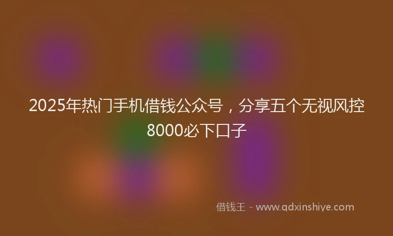 2025年热门手机借钱公众号，分享五个无视风控8000必下口子