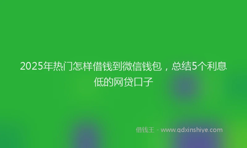 2025年热门怎样借钱到微信钱包，总结5个利息低的网贷口子