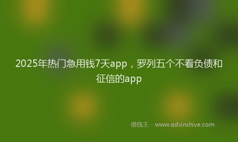 2025年热门急用钱7天app，罗列五个不看负债和征信的app