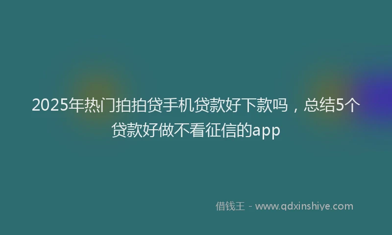 2025年热门拍拍贷手机贷款好下款吗，总结5个贷款好做不看征信的app