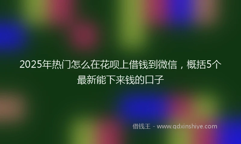 2025年热门怎么在花呗上借钱到微信，概括5个最新能下来钱的口子