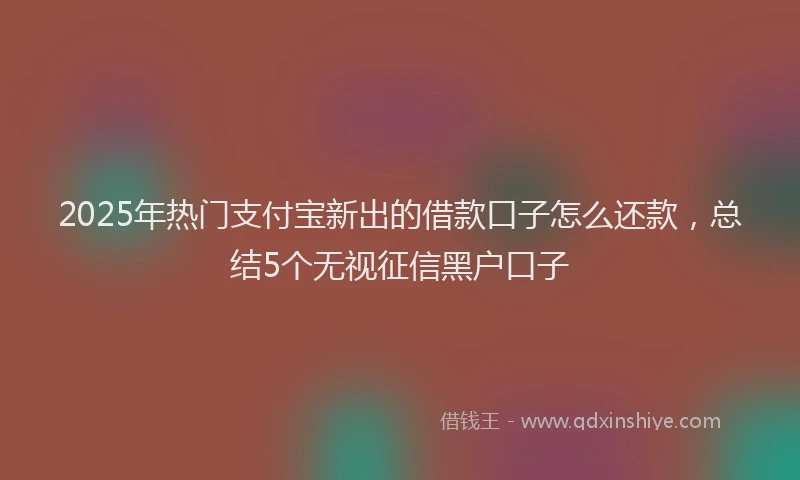 2025年热门支付宝新出的借款口子怎么还款，总结5个无视征信黑户口子