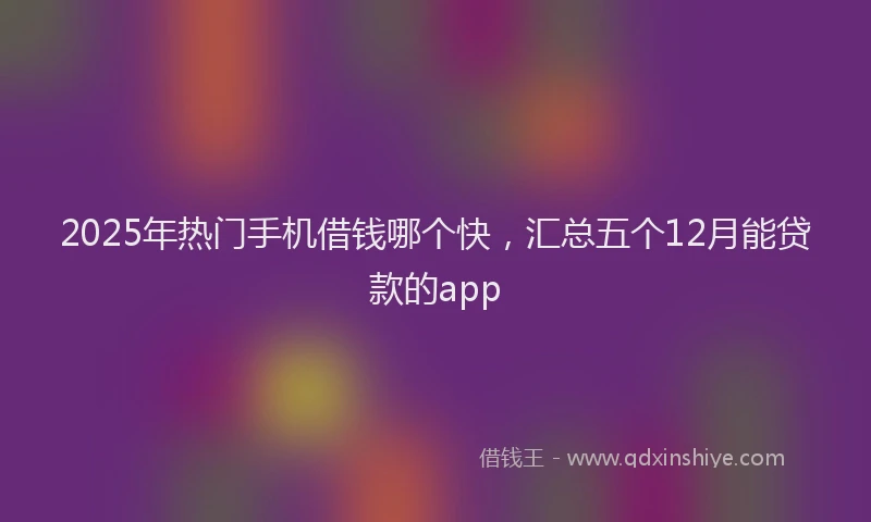 2025年热门手机借钱哪个快，汇总五个12月能贷款的app