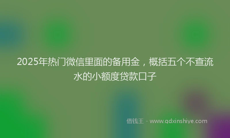 2025年热门微信里面的备用金，概括五个不查流水的小额度贷款口子