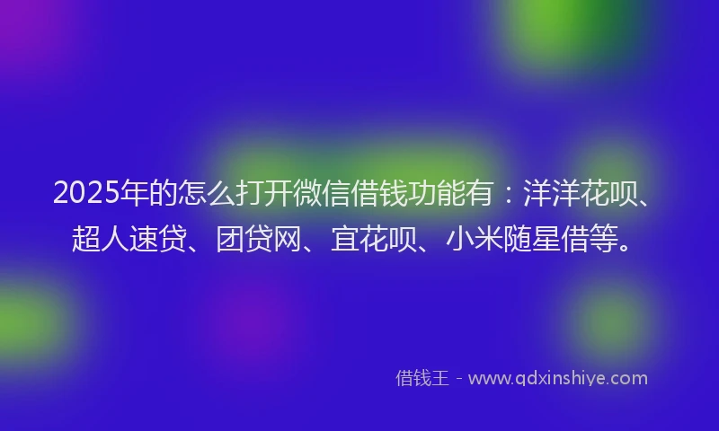2025年的怎么打开微信借钱功能有：洋洋花呗、超人速贷、团贷网、宜花呗、小米随星借等。
