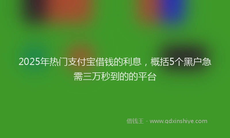2025年热门支付宝借钱的利息，概括5个黑户急需三万秒到的的平台