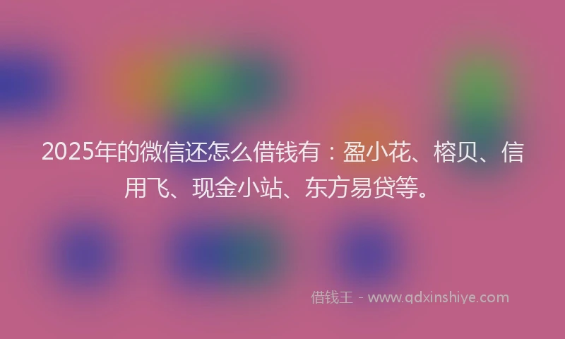 2025年的微信还怎么借钱有：盈小花、榕贝、信用飞、现金小站、东方易贷等。