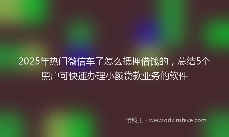 2025年热门微信车子怎么抵押借钱的，总结5个黑户可快速办理小额贷款业务的软件