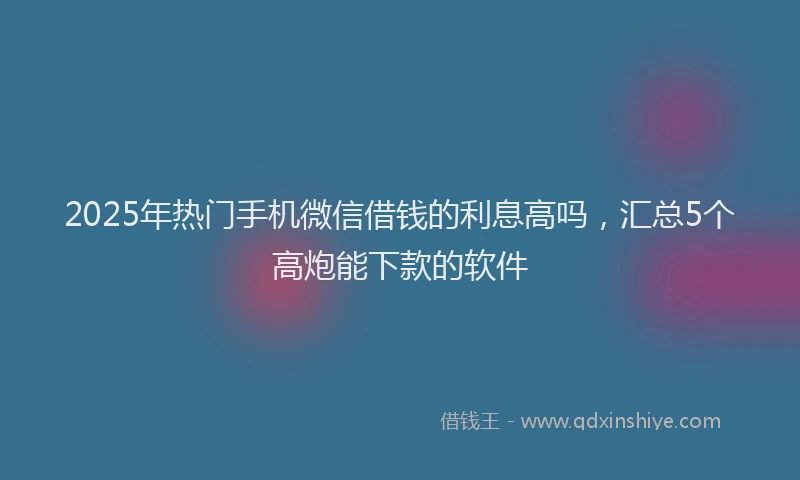 2025年热门手机微信借钱的利息高吗，汇总5个高炮能下款的软件