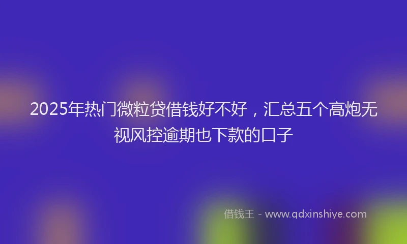2025年热门微粒贷借钱好不好，汇总五个高炮无视风控逾期也下款的口子