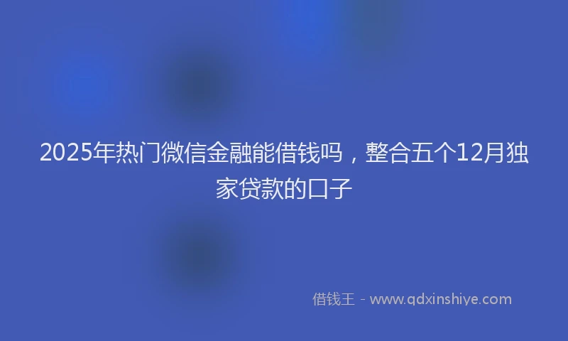 2025年热门微信金融能借钱吗，整合五个12月独家贷款的口子