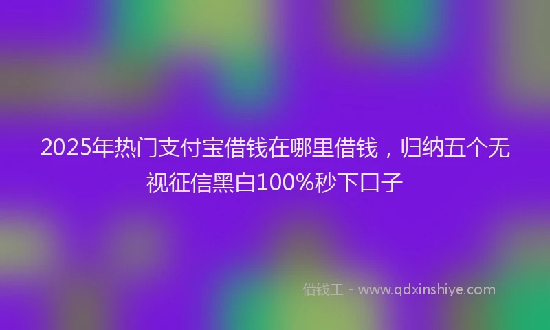 2025年热门支付宝借钱在哪里借钱，归纳五个无视征信黑白100%秒下口子