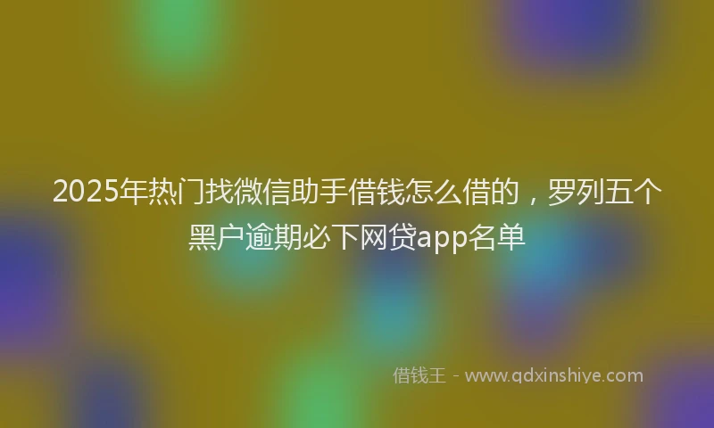 2025年热门找微信助手借钱怎么借的，罗列五个黑户逾期必下网贷app名单
