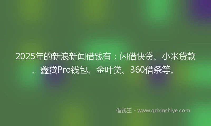 2025年的新浪新闻借钱有：闪借快贷、小米贷款、鑫贷Pro钱包、金叶贷、360借条等。