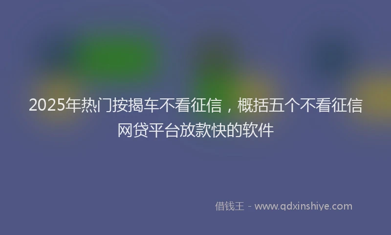 2025年热门按揭车不看征信，概括五个不看征信网贷平台放款快的软件