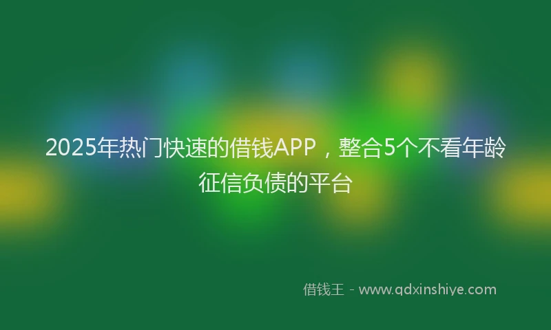 2025年热门快速的借钱APP，整合5个不看年龄征信负债的平台