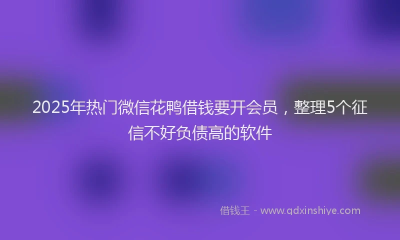 2025年热门微信花鸭借钱要开会员，整理5个征信不好负债高的软件