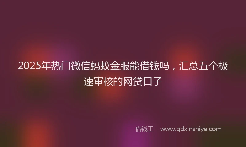 2025年热门微信蚂蚁金服能借钱吗，汇总五个极速审核的网贷口子