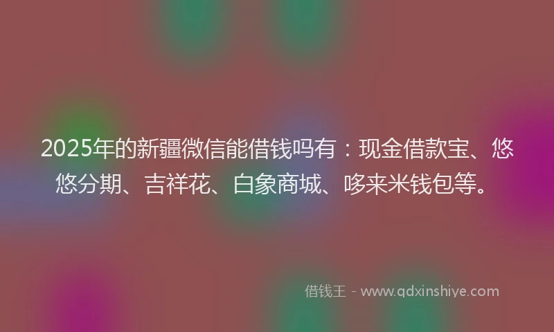 2025年的新疆微信能借钱吗有：现金借款宝、悠悠分期、吉祥花、白象商城、哆来米钱包等。