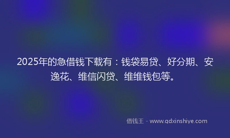 2025年的急借钱下载有：钱袋易贷、好分期、安逸花、维信闪贷、维维钱包等。