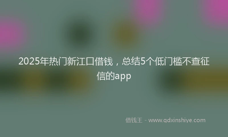 2025年热门新江口借钱，总结5个低门槛不查征信的app