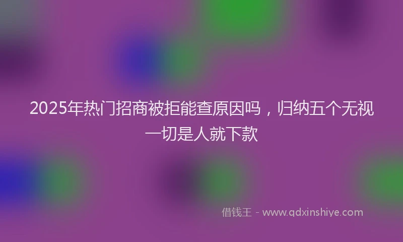 2025年热门招商被拒能查原因吗，归纳五个无视一切是人就下款