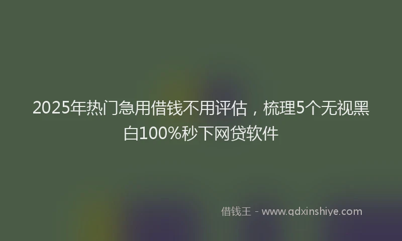 2025年热门急用借钱不用评估，梳理5个无视黑白100%秒下网贷软件