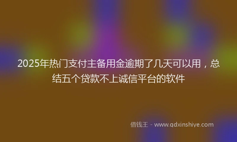 2025年热门支付主备用金逾期了几天可以用，总结五个贷款不上诚信平台的软件