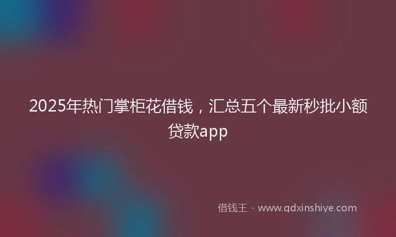 2025年热门掌柜花借钱，汇总五个最新秒批小额贷款app