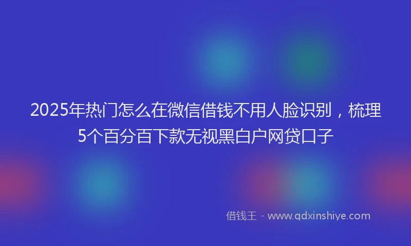 2025年热门怎么在微信借钱不用人脸识别，梳理5个百分百下款无视黑白户网贷口子