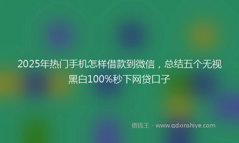 2025年热门手机怎样借款到微信，总结五个无视黑白100%秒下网贷口子