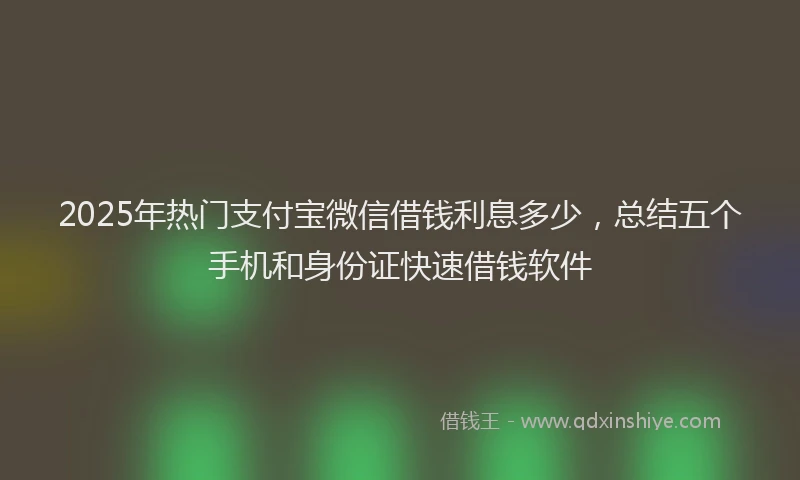 2025年热门支付宝微信借钱利息多少，总结五个手机和身份证快速借钱软件
