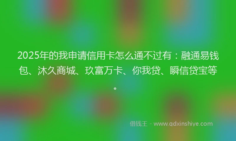 2025年的我申请信用卡怎么通不过有：融通易钱包、沐久商城、玖富万卡、你我贷、瞬信贷宝等。